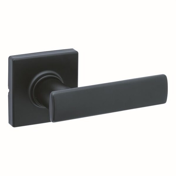 Breton Lever with Square Rose Passage Door Lock with 6AL Latch and RCS Strike Matte Black Finish